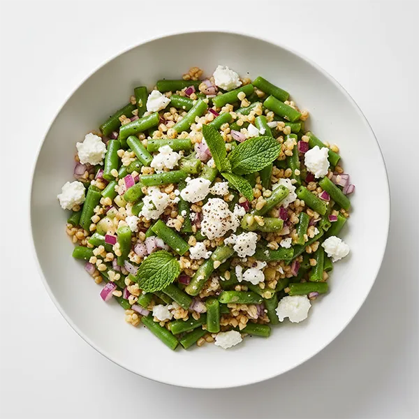 Green Beans & Bulgur Feta Salad with Mint Dressing